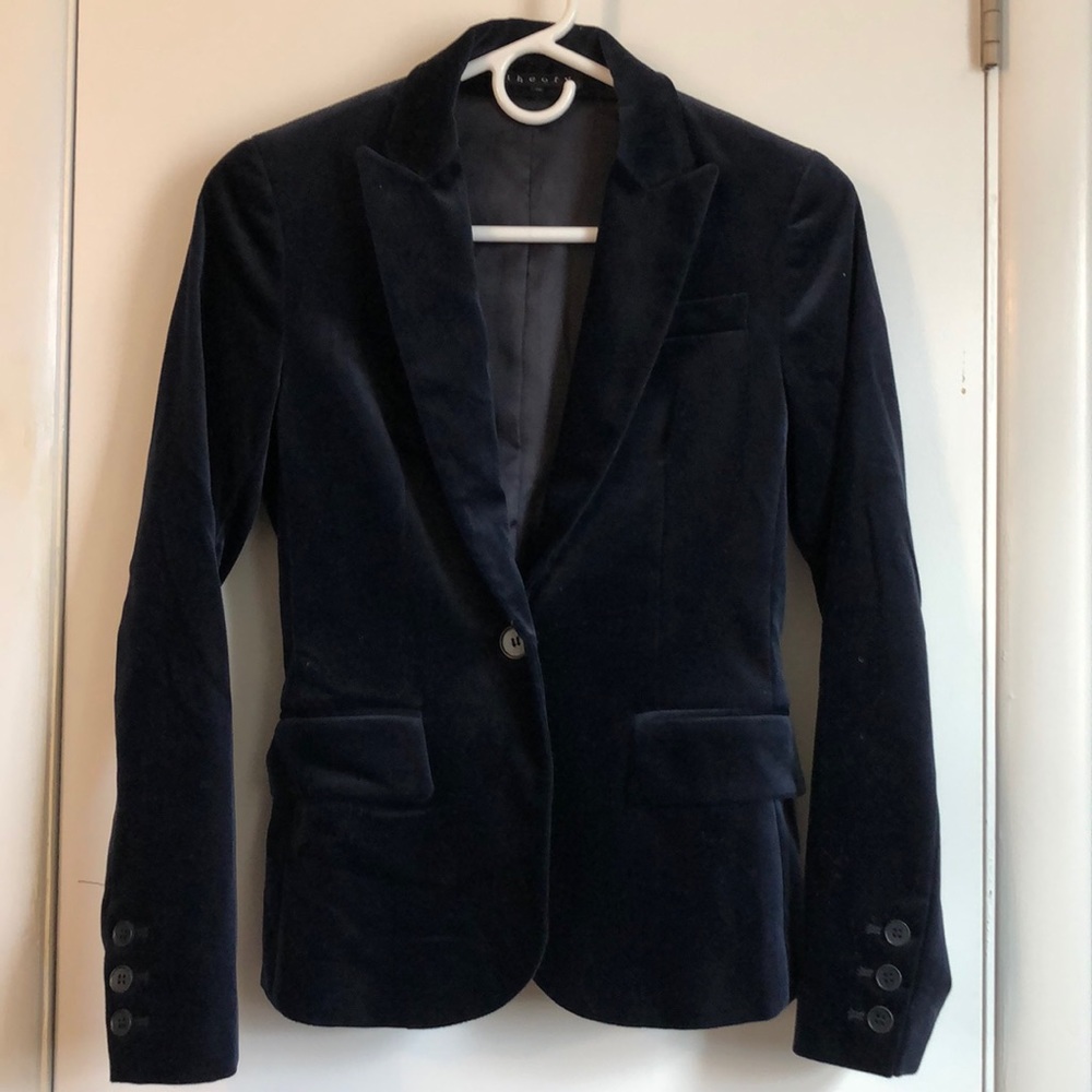 Theory - Navy Velvet Blazer - Size 00 - NWOT